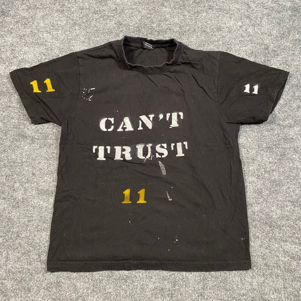 AJ Cant Trust Thots 11‎ Graphic T-Shirt Mens Small Black Distressed Streetwear